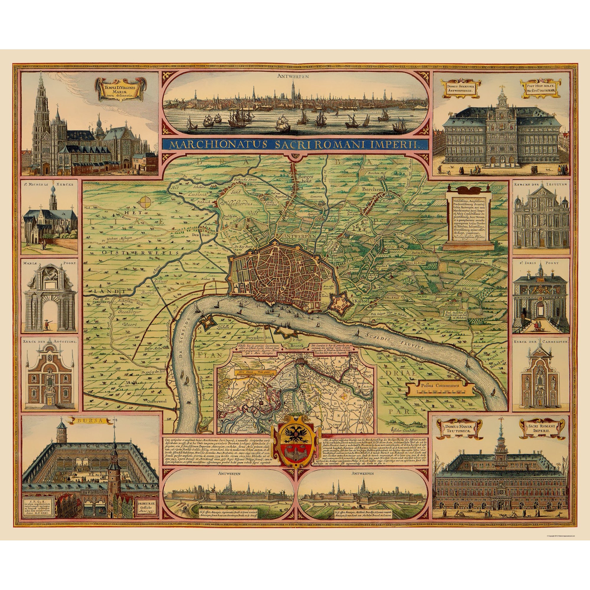 Historic Map - Antwerp Belgium Vicinity - Visscher 1624 - Vintage Wall Art