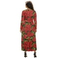 thumbnail image 2 of FKELYI Womens Fall Maxi Dress Christmas Red Flower Print V-Neck Long Sleeve Casual Dress with Pocket A-Line Flowy Tiered Dresses for Spring Winter, XL, 2 of 6