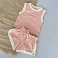 thumbnail image 3 of SONGGE Girls Summer Outfit Sets Sleeveless O-Neck Vest And Shorts Two Piece Playwear Casual Athletic Wear For Toddlers Kids Cartoon Leisure Clothes Sets, 3 of 4
