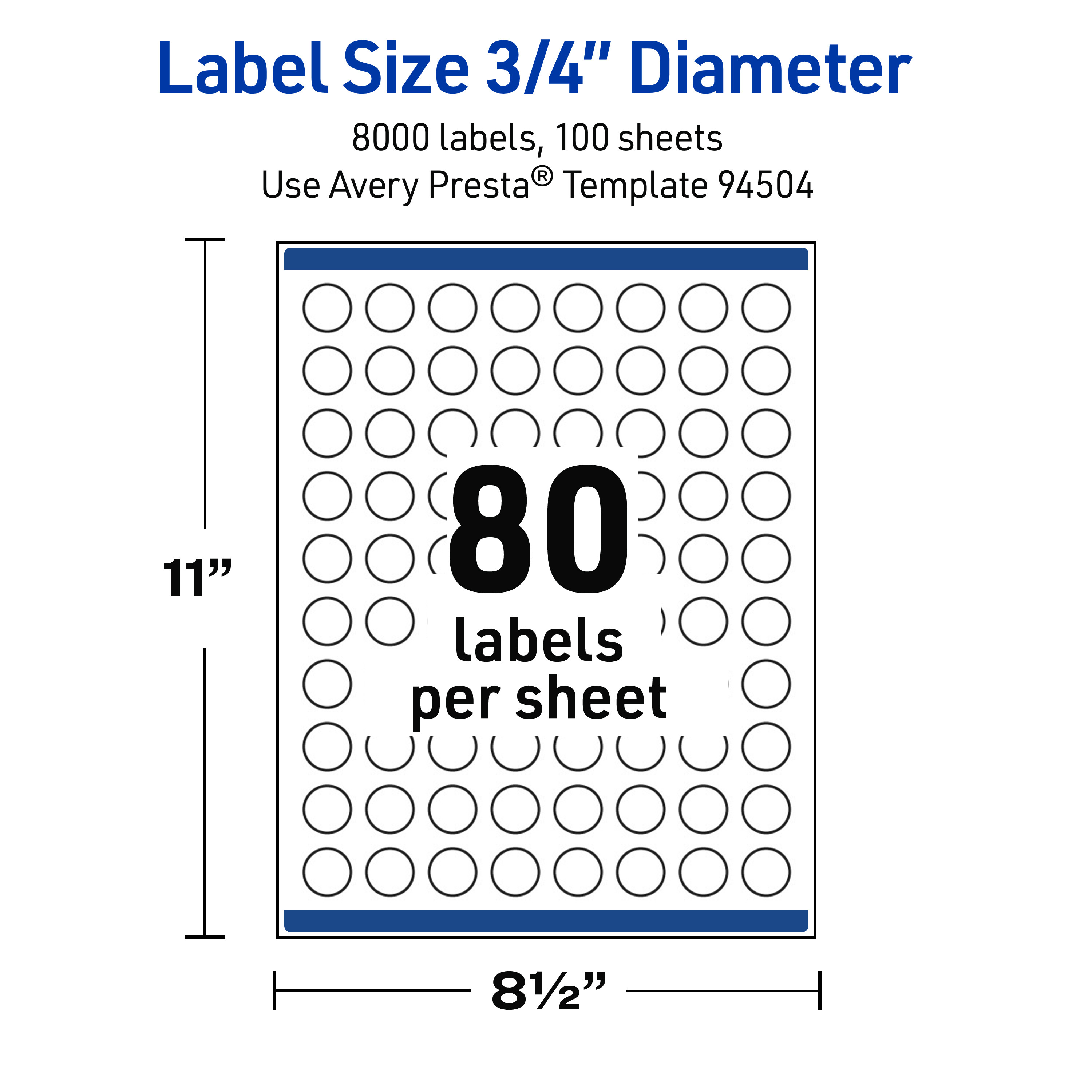 Avery Waterproof Round Labels, 0.75" Diameter, 8000 Total