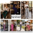 thumbnail image 5 of TEMOFON Pants for Women Low rise Sweatpants Wide Leg Sweatpants Womens Clothes Drawstring Elastic Low Waist Pants with Pockets, 5 of 9