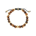 thumbnail image 3 of Crucible Jewelry Men's Tiger Eye Stone and Gold Plated Stainless Steel Bead Adjustable Bracelet (8mm), 3 of 5