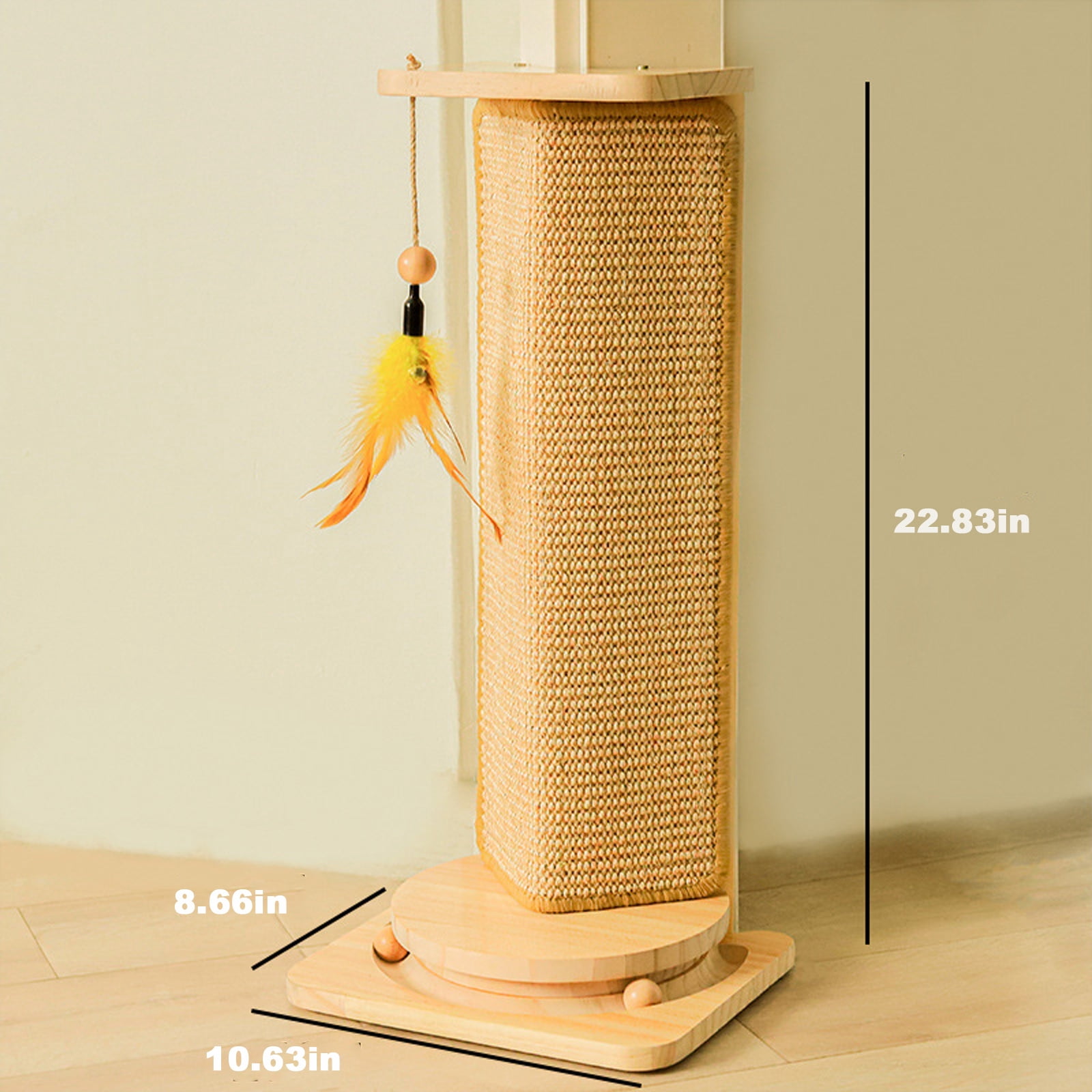 23" Under-Furniture Cat Scratcher, Sisal Scratching Post for Couch Corner, Furniture Protector Scratch Pad for Sofa with Toy Ball