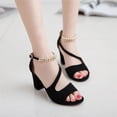 thumbnail image 3 of Summer Fish Mouth Fashion Chunky Sandals Women‘s Medium with A Line Buckle 100 Network Red Casual Women‘s High Heels, 3 of 6