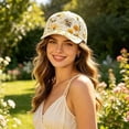 thumbnail image 5 of Vintage 3D Floral Bird Embroidered Baseball Cap, Soft Washed Cotton Curved Brim Sun Hat, Butterfly Dragonfly Bee Cardinal Robin Flower Embroidery Casual Outdoor Sports Hat for Women, Pink Bird, 5 of 9