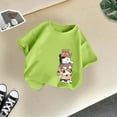thumbnail image 4 of LUOGENLI T-Shirt pour Filles, Mode Mignonne Imprimée, Décontracté, Col Rond, Manches Courtes, Été, Vert Clair, 6-8 Ans, 4 of 4