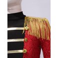 thumbnail image 3 of iiniim Kids Girls Long Sleeve Tassel Epaulet Shiny Sequins Dress Jumpsuit Stage Performance Red 12, 3 of 7