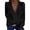 Black, variant on Faithtur Women Solid Color T-shirt, Adults Casual Long Sleeve V-neck Pom Pom Lace Pullover