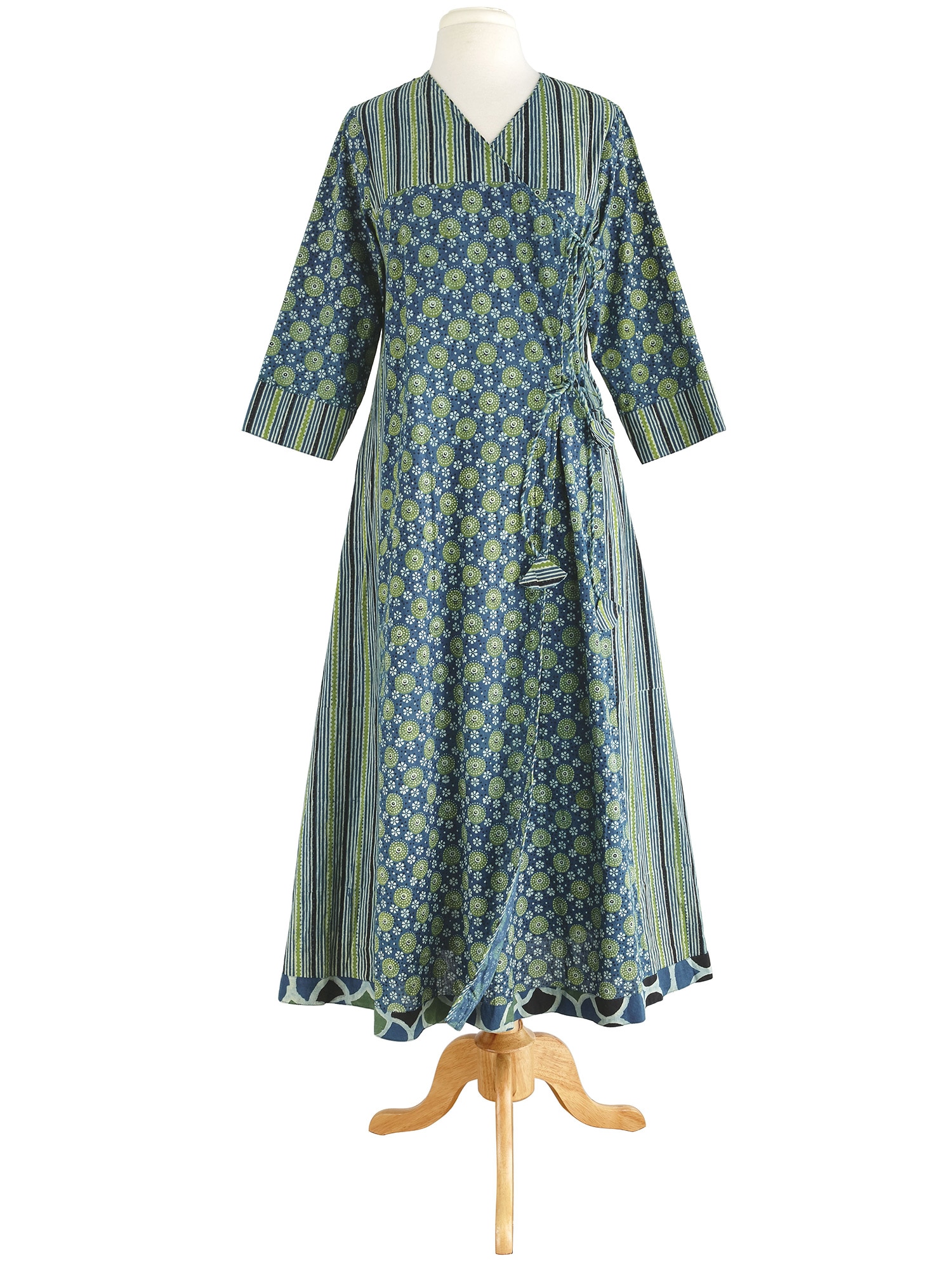 APRIL CORNELL Womens Duster Jacket, Stripes & Floral Cotton, Green 1X