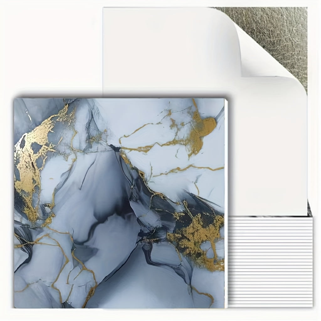 50 Pcs Self-Adhesive Marble Tile Sheets-Waterproof Oil-Proof Peel And Stick Backsplash, Wall Tiles For Kitchen Bathroom Living Room, Moisture-Resistant Peel And Stick Wall Panels