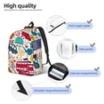 thumbnail image 3 of Kdxio London Symbols Print Canvas Backpack for School Work Travel Lightweight Unisex Daypack with Laptop Compartment and Adjustable Straps-Small, 3 of 5