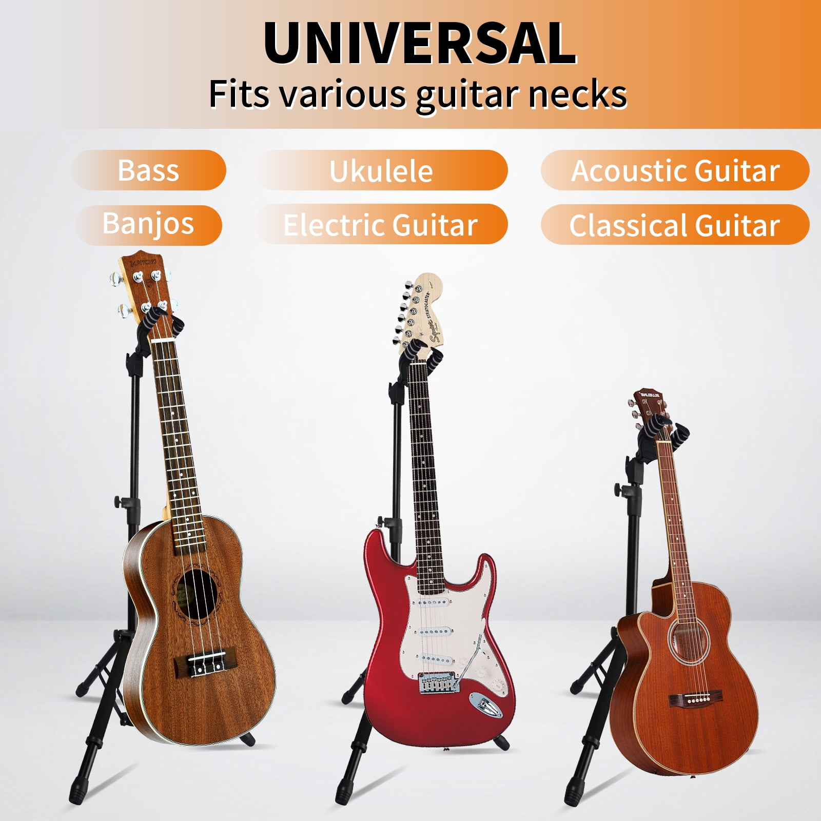 Phceily Adjustable Folding Guitar Floor Stand for Acoustic, Electric, Bass, Ukulele