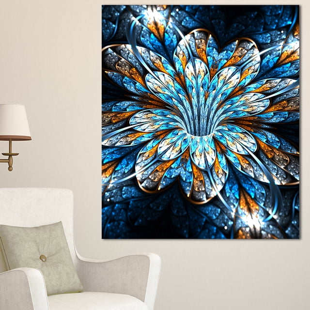 Fleur Fractale Turquoise dans l'Obscurité