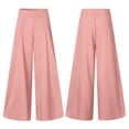 thumbnail image 4 of Palazzo Pants for Women Slacks Wide Leg High Waisted Business Casual Work Trousers with Pockets Pink XL, 4 of 8