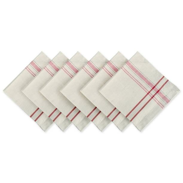 DII Red French Stripe Napkin (Set of 6), 20x20", 100 Cotton