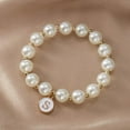thumbnail image 2 of Imitation Pearl Alphabet Bracelet Fashionable Elastic Cord Beaded Jewelry For Women Idea, 2 of 4