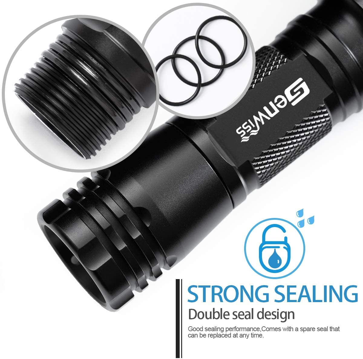 Genwiss Dive Lights Scuba Diving, 5 Modes Rechargeable Underwater Flashlight, 80M Waterproof Dive Flashlight Charger for Snorkeling