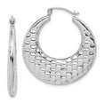 thumbnail image 7 of 10K White Gold Plated Polished Textured Hoop Earrings, 7 of 7