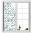thumbnail image 2 of Teal Blue Green Window Privacy Film, Vintage Farmhouse Boho Flower Leaf Static Cling UV Sun Blocking Tint Film Heat Control Windows Films for Bedroom Bathroom, Window Stickers 29.5"x78.7", 2 of 8