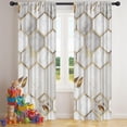 thumbnail image 5 of Blackout Kids Curtains,White Gray Gold Leaf Marble Pattern Childrens Insulated Curtains Set Of 2,Bedroom Essentials,Toddler Room Decor 42"x84", 5 of 5