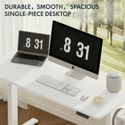 FLEXISPOT 48 x 30 Electric Height Adjustable Standing Desk One-Piece White Desktop with Two Hooks, 176 lbs Capacity