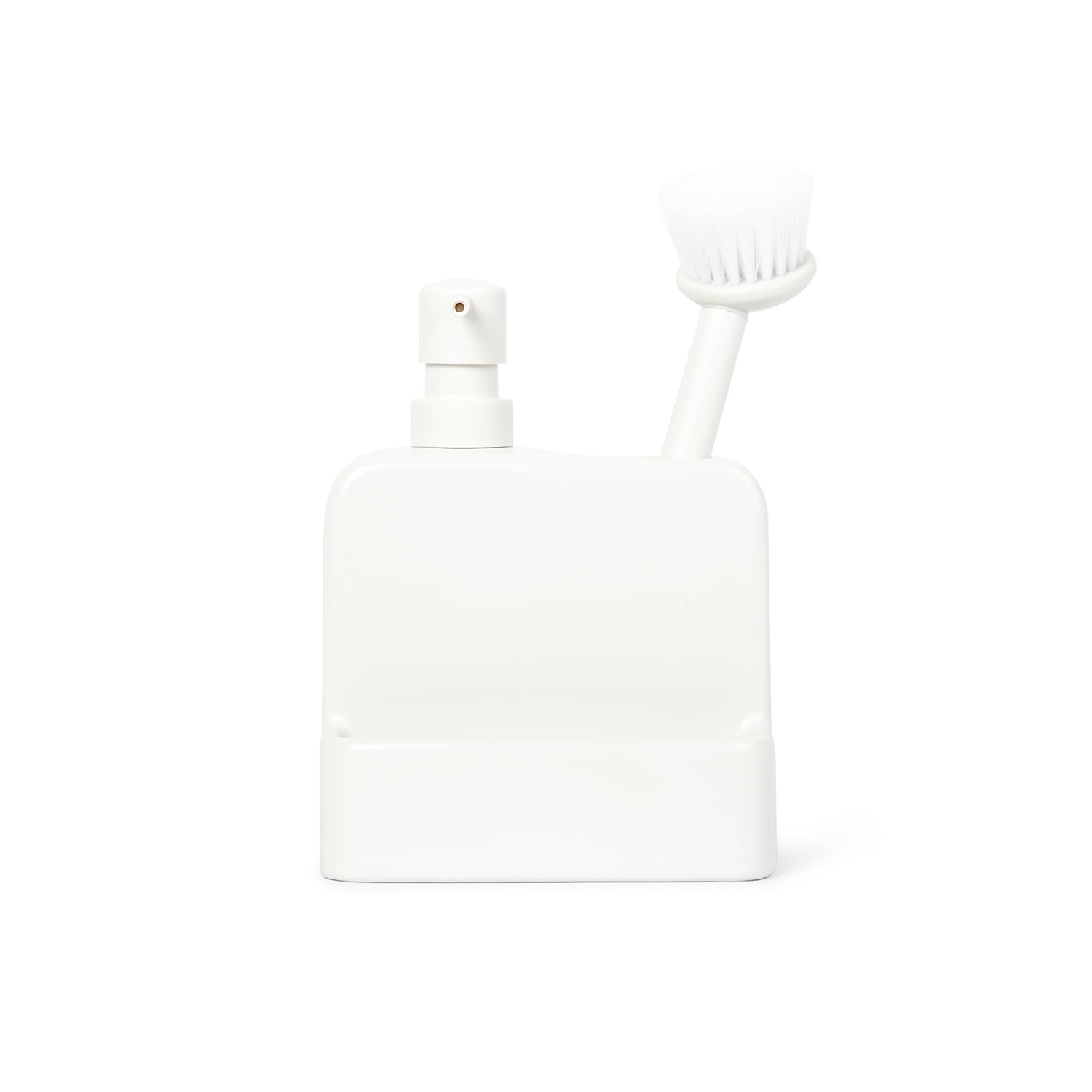 (3 pack) Mainstays Ceramic Liquid Soap Dispenser with Pump and Brush Holder, Kitchen Sink Dish Soap Dispenser Organizer for Sponge, Dish Brush and Cleaning Supplies, White