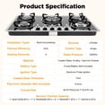 thumbnail image 4 of 30 Inch Gas Cooktop, 5 Burner Built-in Gas Stove Top LPG/NG Convertible, Black Tempered Glass Gas Hob with Battery Pulse Ignition, 1/2" Gas Connection, Drop-in Kitchen Cooktop for Home & Restaurant, 4 of 15