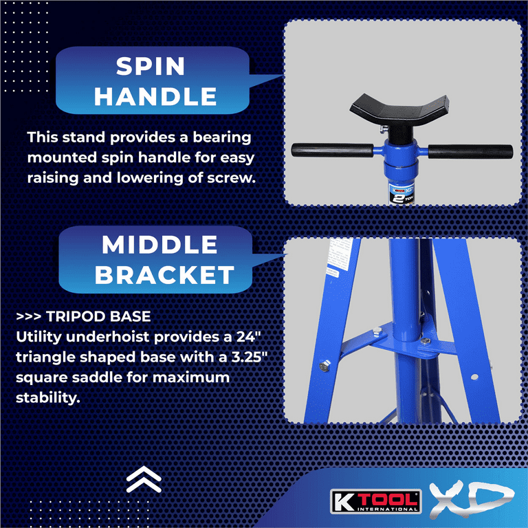 K Tool XD61002 2 Ton Under Hoist Tripod Stand, Adjustable K Tool XD61002 2 Ton Under Hoist Tripod Stand, Adjustable