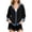 Black, variant on Womens Fall Trendy Cardigan Denim Patchwork Knit Long Sleeve Jacket Hooded Button Down Loose Outerwear