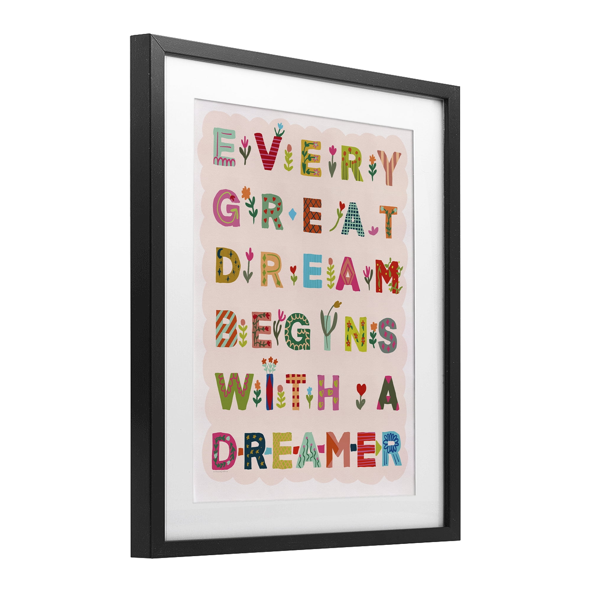 Stupell Industries Every Great Dream Black Framed Print Under Glass, design by Kamdon Kreations