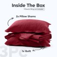 thumbnail image 6 of Ameha 3 Piece Reversible Quilt Set Ultra Soft Floral Coverlet Microfiber Bedding Set Queen Burgundy All Season, 6 of 8
