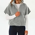 thumbnail image 4 of cocolona Womens Fuzzy Fleece Vest Short Sleeve Full Zip Stand Collar Jacket Winter Lightweight Warm Vest with Zipper Pocket, 4 of 8