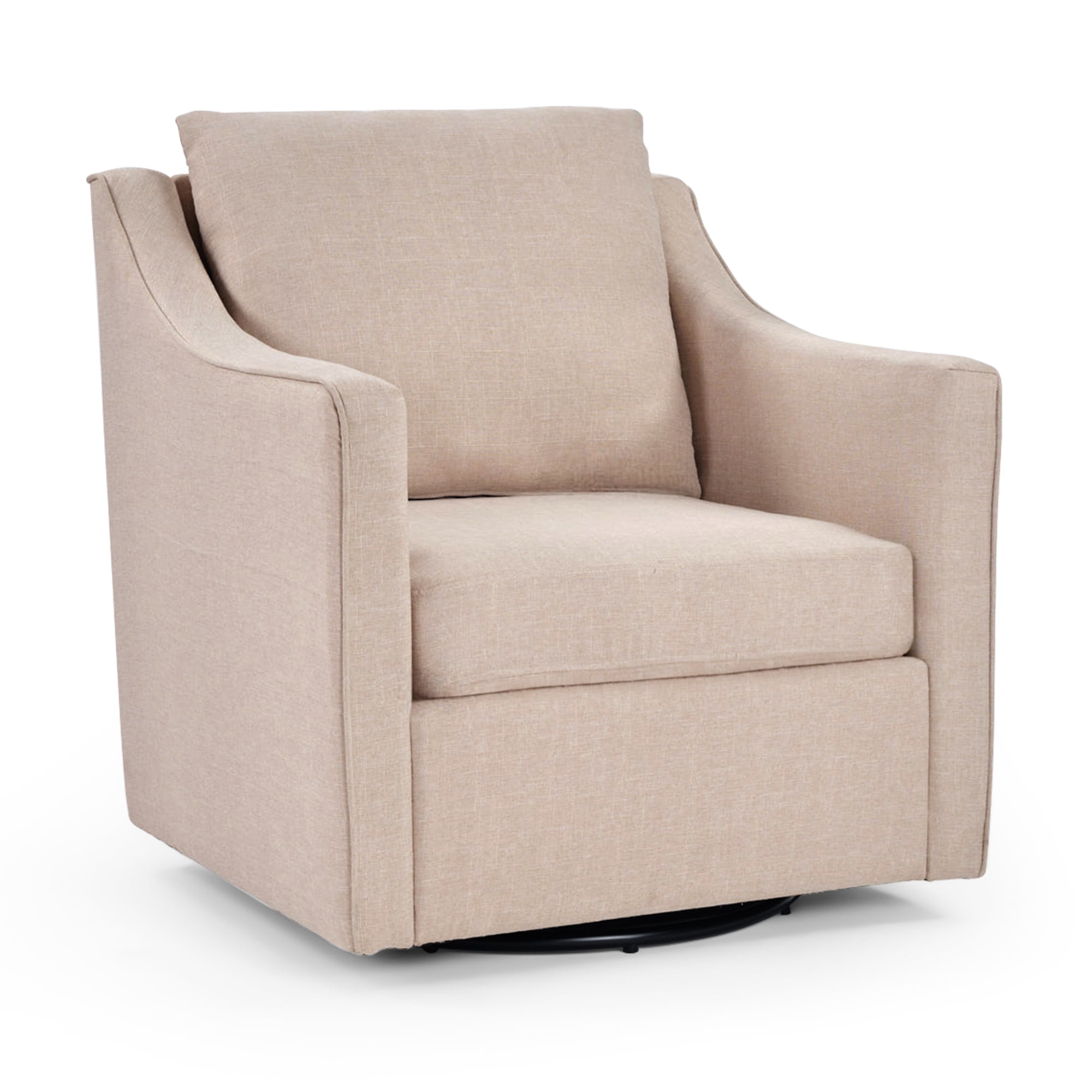 EBELLO Upholstered Accent Chair，Yarn-Dyed Fabric Swivel Chair, Modern Minimalist Armchair with Lumbar Pillow(Single Pack,Beige)