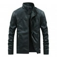 thumbnail image 4 of Manteau Veste en Similicuir à Col Montant Uni pour Homme, Mode Automne, 4 of 8