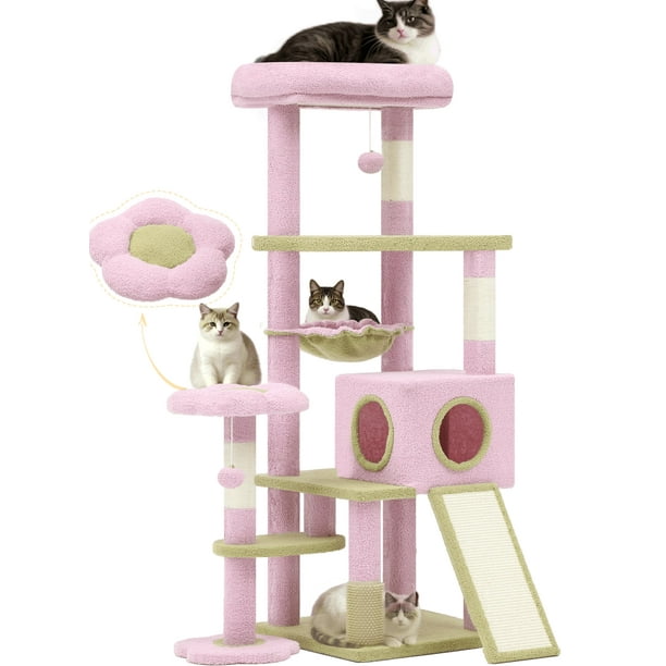 Árbol para Gatos YITAHOME Flor de 61" con Marco Metálico, Hamaca y Rascador