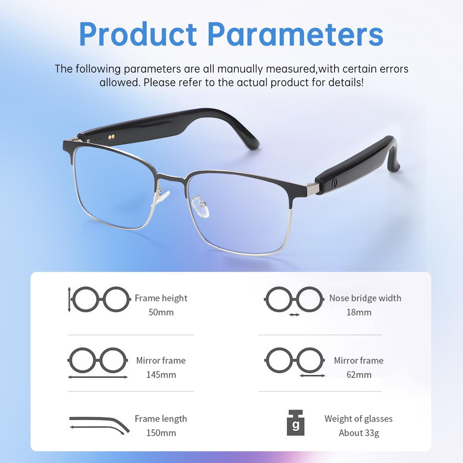 Wiher Smart Glasses with AI Translation, Bluetooth Audio Sunglasses with Photochromic Lenses, Voice Assistant, Real-Time Translation, Supports 144+ Languages, Great for Business, Travel Silver