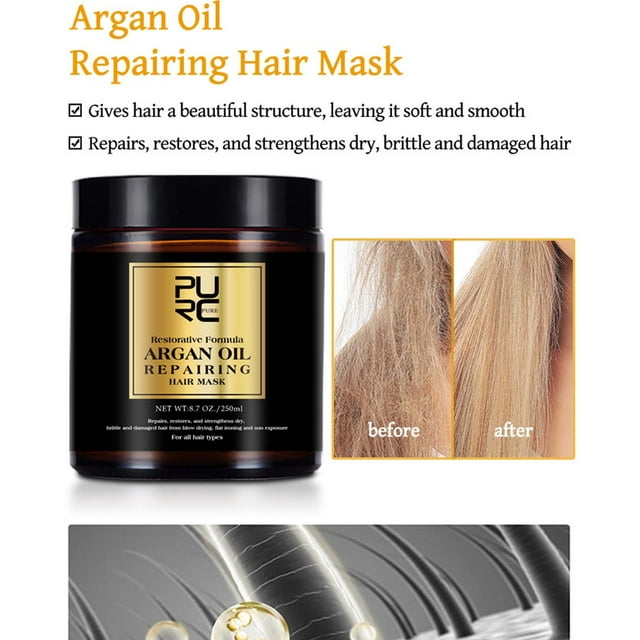 Set de champú y acondicionador con aceite de argán marroquí con mascarilla, aceite y sérum capilar para nutrir y reparar el cabello. 250 g por champú.