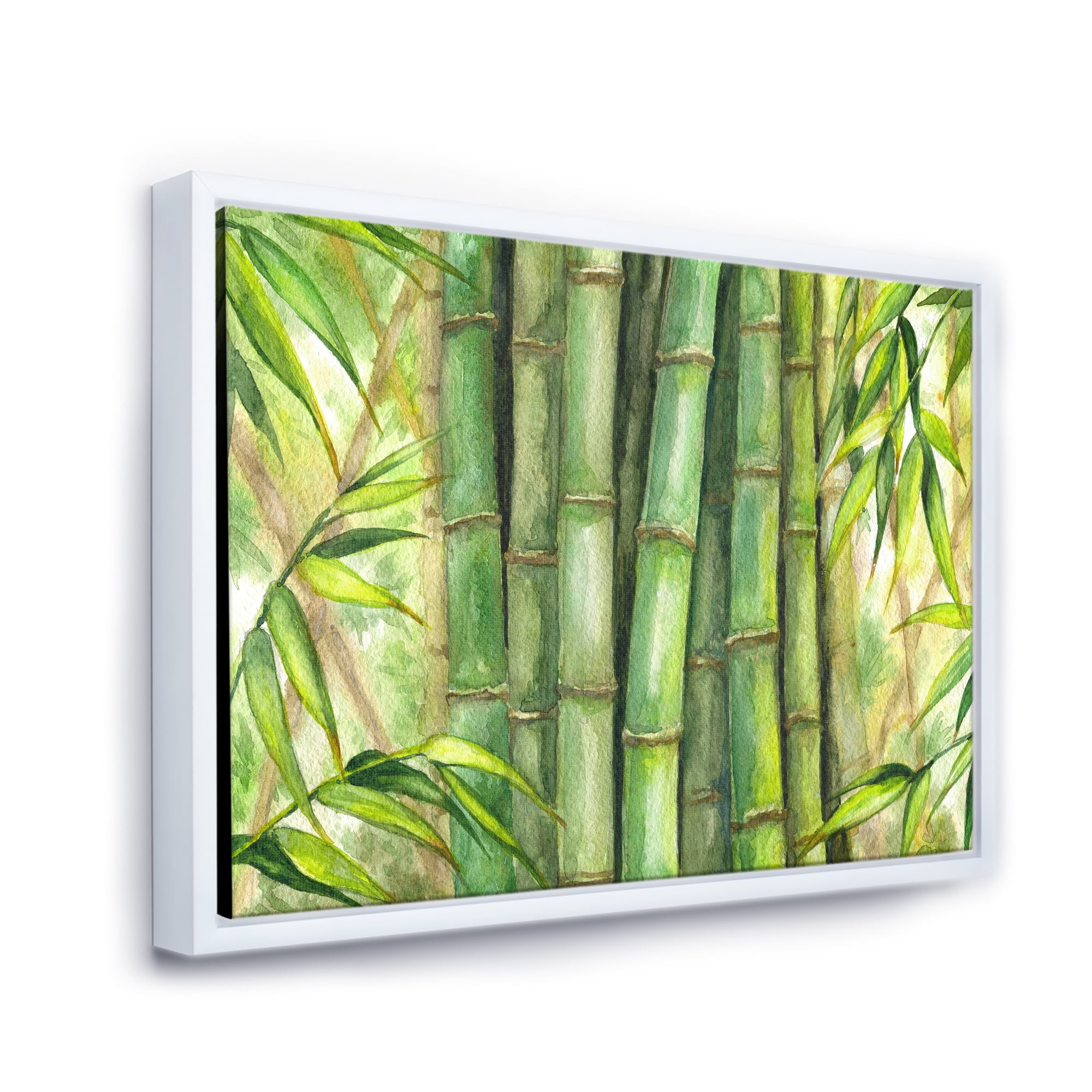 Designart 'Bright and Green Bamboo Stems' Transitional Framed Canvas Wall Art Print