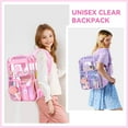 thumbnail image 6 of Sanmadrola Large Clear Backpack Heavy Duty Stadium Approved See Through Backpack Waterproof PVC Transparent Backpacks Clear Book Bag with Reinforced Strap for School Work Travel, Pink Rainbow, 6 of 8