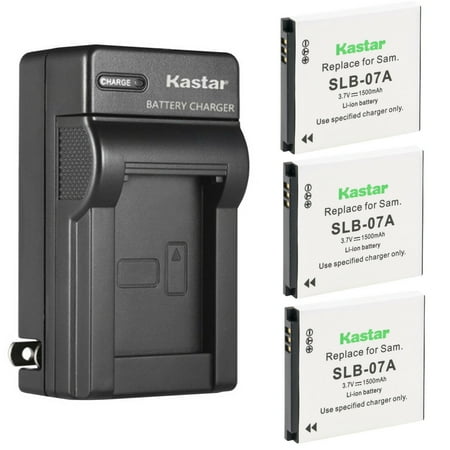 Kastar 3-Pack SLB-07A Battery and AC Wall Charger Replacement for Samsung ST Series ST45 ST50 ST500 ST510 ST550 ST560 ST600 TL Series TL90 TL100 TL205 TL210 TL220 TL225 Digital Camera