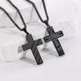 thumbnail image 7 of APSVO Black Cross Necklaces for Men Boys American Flag Pendant Chain Catholic Christian Religious Birthday First Communion Graduation Fathers Day Jewelry Gifts Teen Him Dad Son Adults Kids Age Ideas, 7 of 7