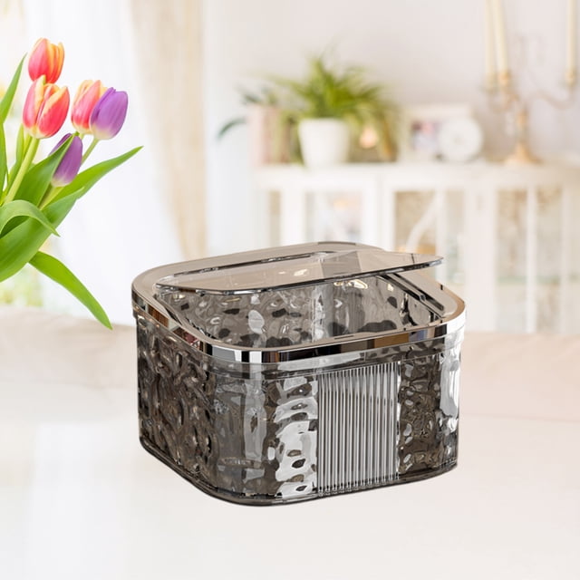 Fiudx Papelera de Escritorio con Elegante Diseño de Ondas de Agua, Tapa Automática Silenciosa, Fácil de Usar con Un Solo Clic, Ideal para Oficina En Casa, Espacios Modernos, Fácil Gestión de Residuos