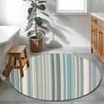 thumbnail image 3 of Small Round Rug 3Ft Washable Non-Slip, Light Blue Striped Circle Area Rugs for Living Room Bedroom, Farmhouse Thin Line Modern Abstract Art Indoor Floor Mats Carpet Runner for Home Decor, 3 of 8