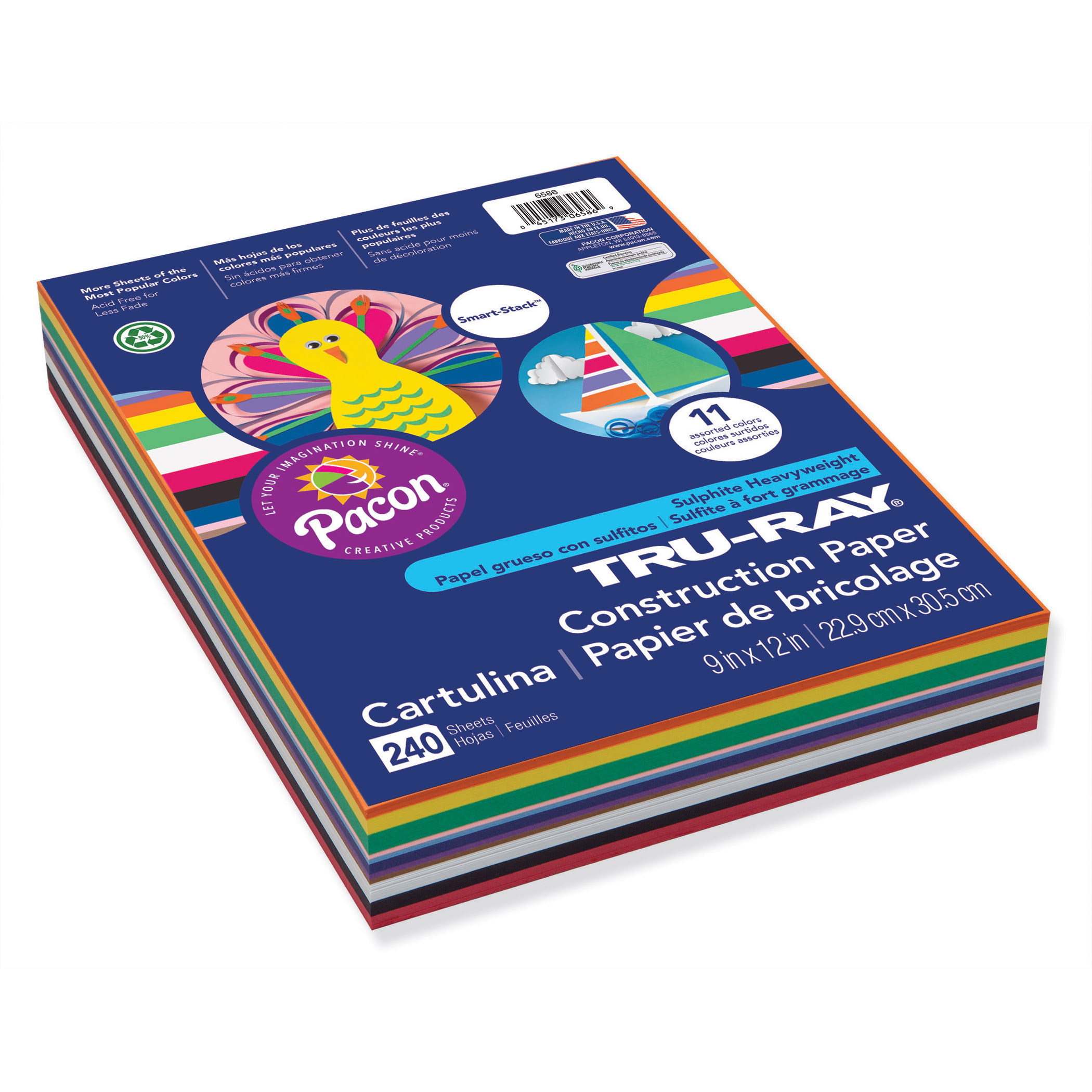 Pacon® TruRay® Construction Paper, 9" x 12", Assorted Colors 240