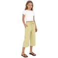 thumbnail image 6 of ZLBDYG Girls Linen Capri Pants Drawstring Straight Wide Leg Cropped Capris Trousers High Waisted Pants Summer Beach Vacation Clothes, 6 of 9