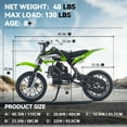 thumbnail image 4 of TOXOZERS 50cc Dirt Bike for Kids,Mini Pit Bike for Boys and Girls 8＋,25 MPH Off Road Motor－cycle with Disc Brakes,14＂ Knobby Tires，Green, 4 of 7