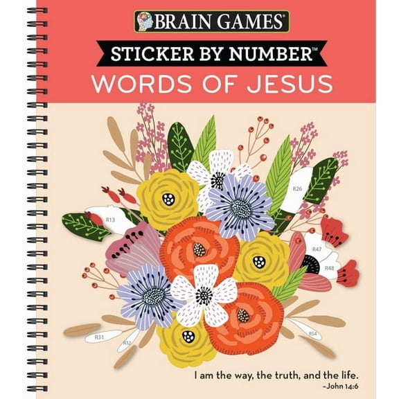 Brain Games - Sticker by Number Brain Games - Sticker by Number: Words of Jesus (28 Images to Sticker), (Spiral-Bound)