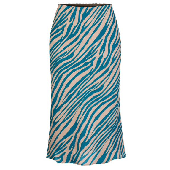 Made by Olivia Women's Animal and Flower Print Midi A Line Elastic Waist Skirt Skn Teal 1XL