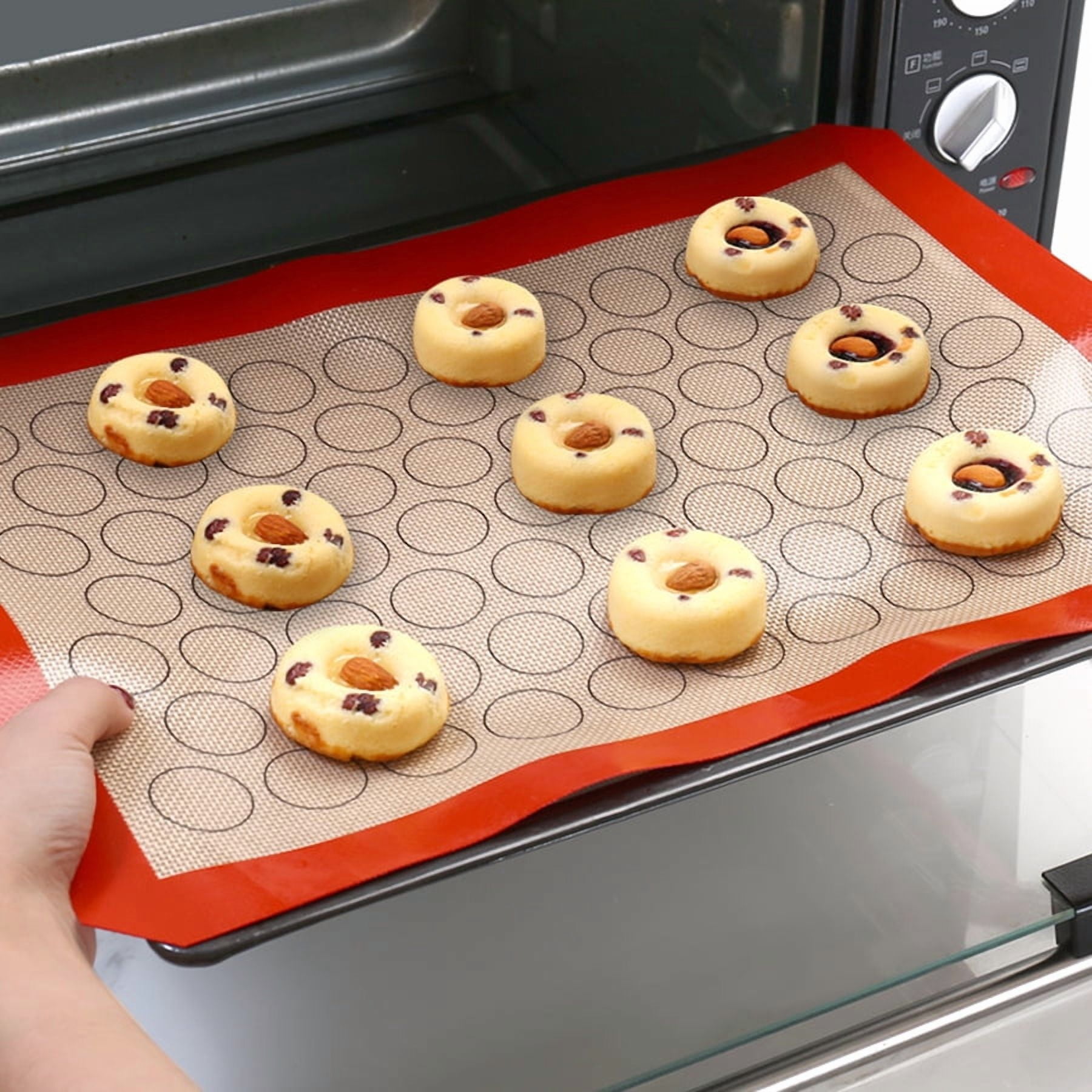 Large Silicone Baking Mat with Measurements, Non-Stick Reusable Pastry Rolling Sheet for Macarons, Cookies, and Dough, Heat Resistant Oven Liner, 2-Pack