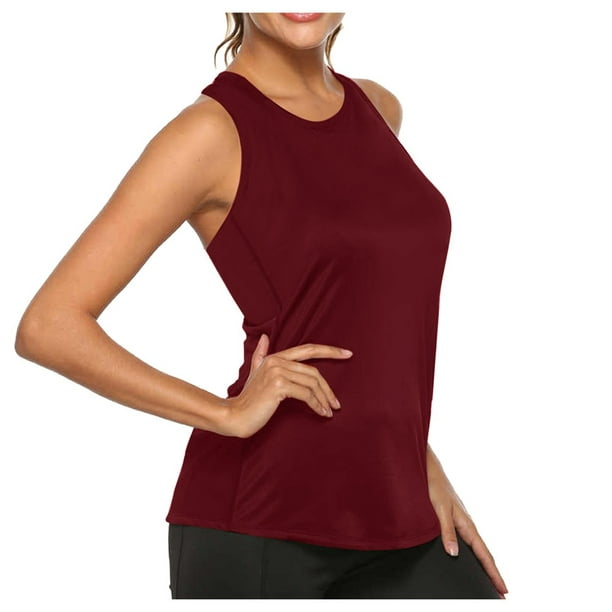 Cathalem Tank Top Women Workout Fitness Summer Basic Tops 2024 Trendy Going  Out Tops,Wine S 